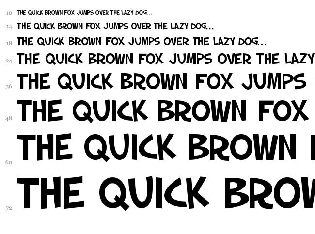 SF Slapstick Comic font waterfall